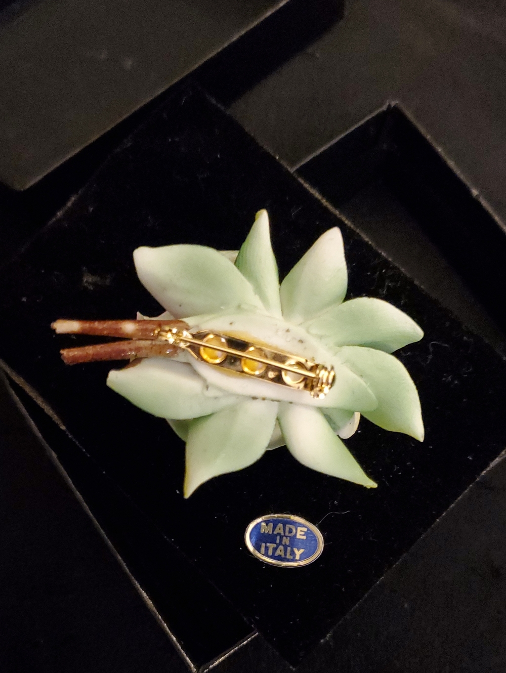 Vintage Capodimonte Porcelain Pink Rose Brooch Pin Made in Italy - Picture 6 of 8